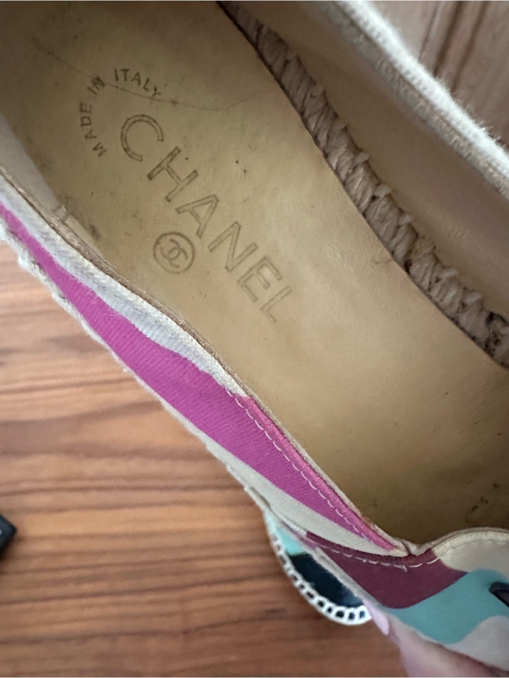 CHANEL Multicolor Canvas Espadrilles with Black Cap Toe - Picture 2 of 4